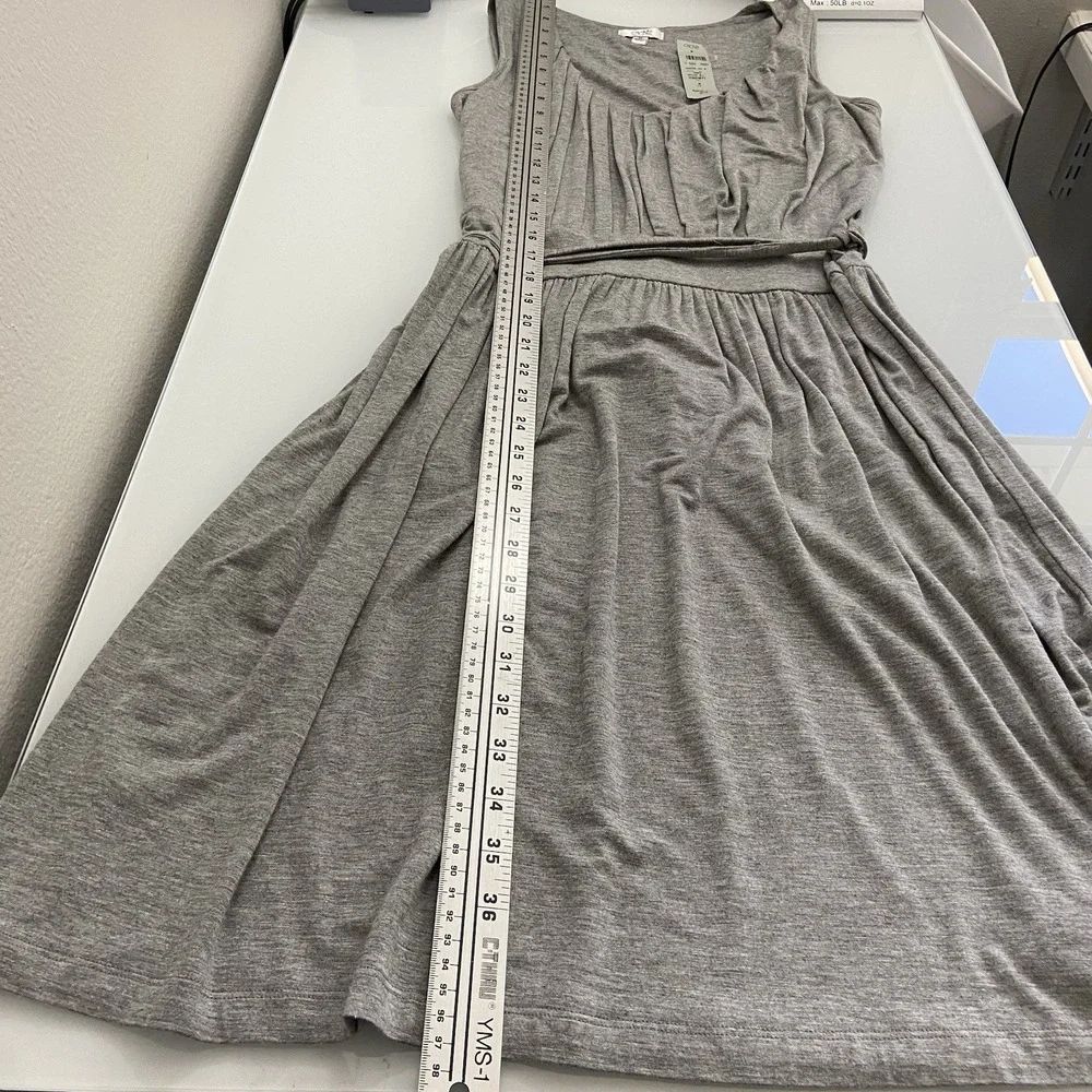 Cache Women's Grey Sleeveless Jersey Dress Size Medium‎ New Belted Knee Length - Picture 7 of 9